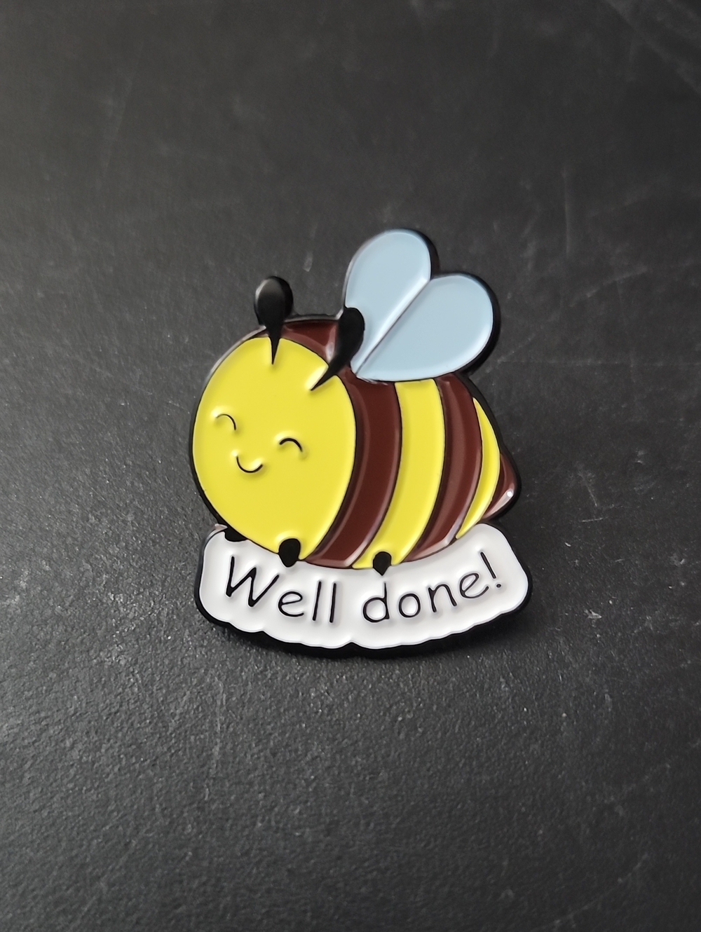 Cute Yellow Bee "Well Done!" Enamel Pin